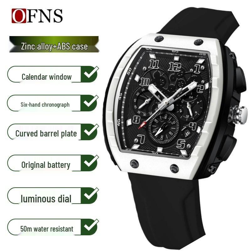 OFNS High-End Men s Barrel Watch: Quartz, Moon Phase, Waterproof, Multifunctional