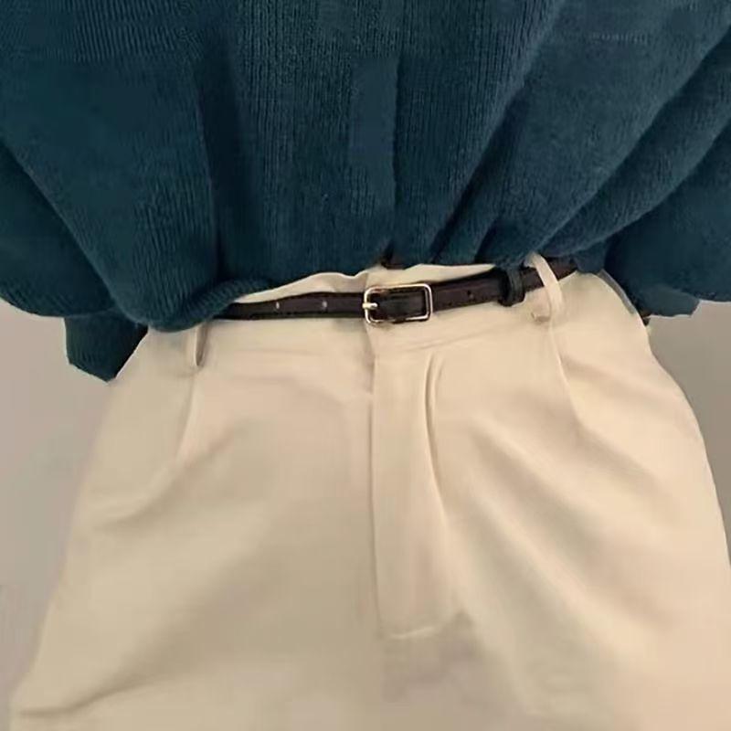 Sleek Style Korean Fashionable Little Girls Minimalist Dressy Pants Belt