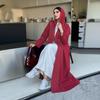 MQ182 Bescheidene Sommer Damen Farbblock Streifen Vielseitige Lange Abaya Robe