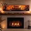 Spooky Backdrop for Home Large Happy Halloween Banner Outside, 70 x 15 Inch Yard Sign Reusable Flag, Welcome Garden Fence Party Decoration Front Porch