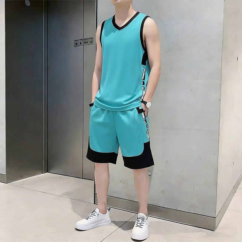 Men's 2026 Summer Sleeveless Ice Silk Basketball Training Vest and Shorts Set - Quick Dry and Loose Fit