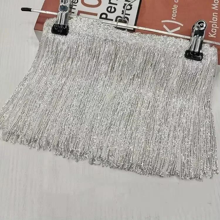 Meetee 1-5Yards 17cm Sequin Laser Tassel Fringe Curtain Dress Edging Tassels Lace Decorative Trimmings Home Sewing Accessories