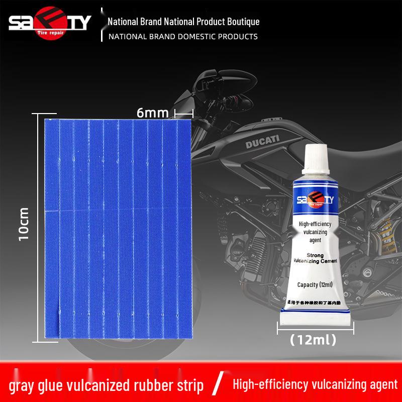 Motorcycle & EV Tire Repair Kit with Vulcanized Rubber Strips & Glue