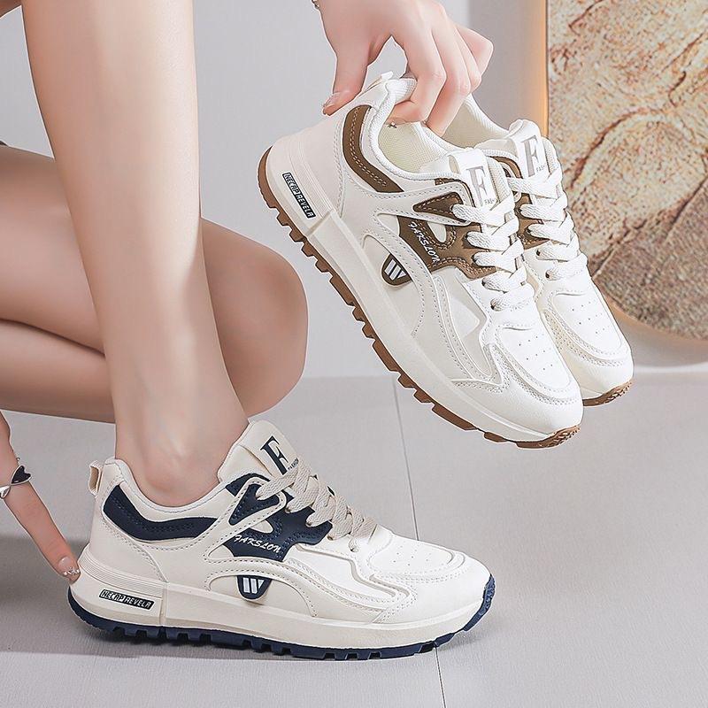 Leather sneakers women's 2025 spring and autumn versatile Forrest Gump shoes lightweight non-slip soft sole shock-absorbing running shoes women