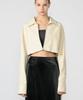 Lunecave Vegan Leather Raglan Ivory Crop Jacket