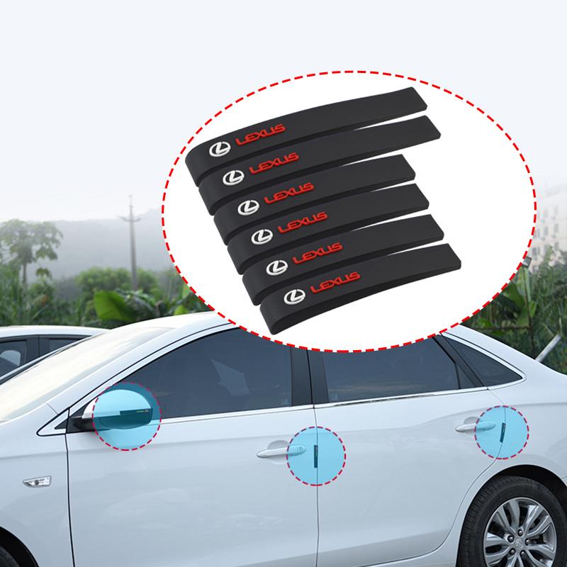 6Pcs Car Anticollision Rubber Strip Door Anti Scratch Stickers For Lexus RX300 IS200 IS250 ES350 Ct200h UX250h NX300h RX350 LS