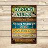 Retro Metal Aluminum Sign Plaque Creative Garden Fun Yard Decorations GARDEN RULES Backyard Hanging Ornament