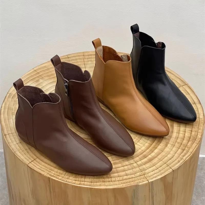 Fashion 2024 High Quality Women's Shoes Back Zip Women's Boots Fashion Round Toe Modern Boots Women New Solid Ankle Boots Zapatos Mujer