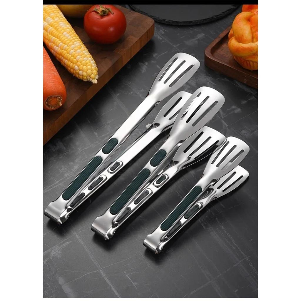 Heavy Duty Non-Slip Stainless Steel Food Tongs for Barbecue Grill Kitchen Accessory Meat Salad Bread Clip Cooking Buffet