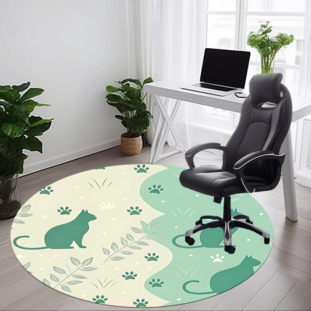 1pc Cat Nature Office Round Area Rug, Indoor Mat Suitable For Office, Under Office Chairs Bedroom Living Room Home Decor, Room Deco