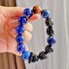 Haute Couture 12Mm Retro High Quality Natural Color Tiger Eye Lapis Lazuli Obsidian Bracelet Bracelet
