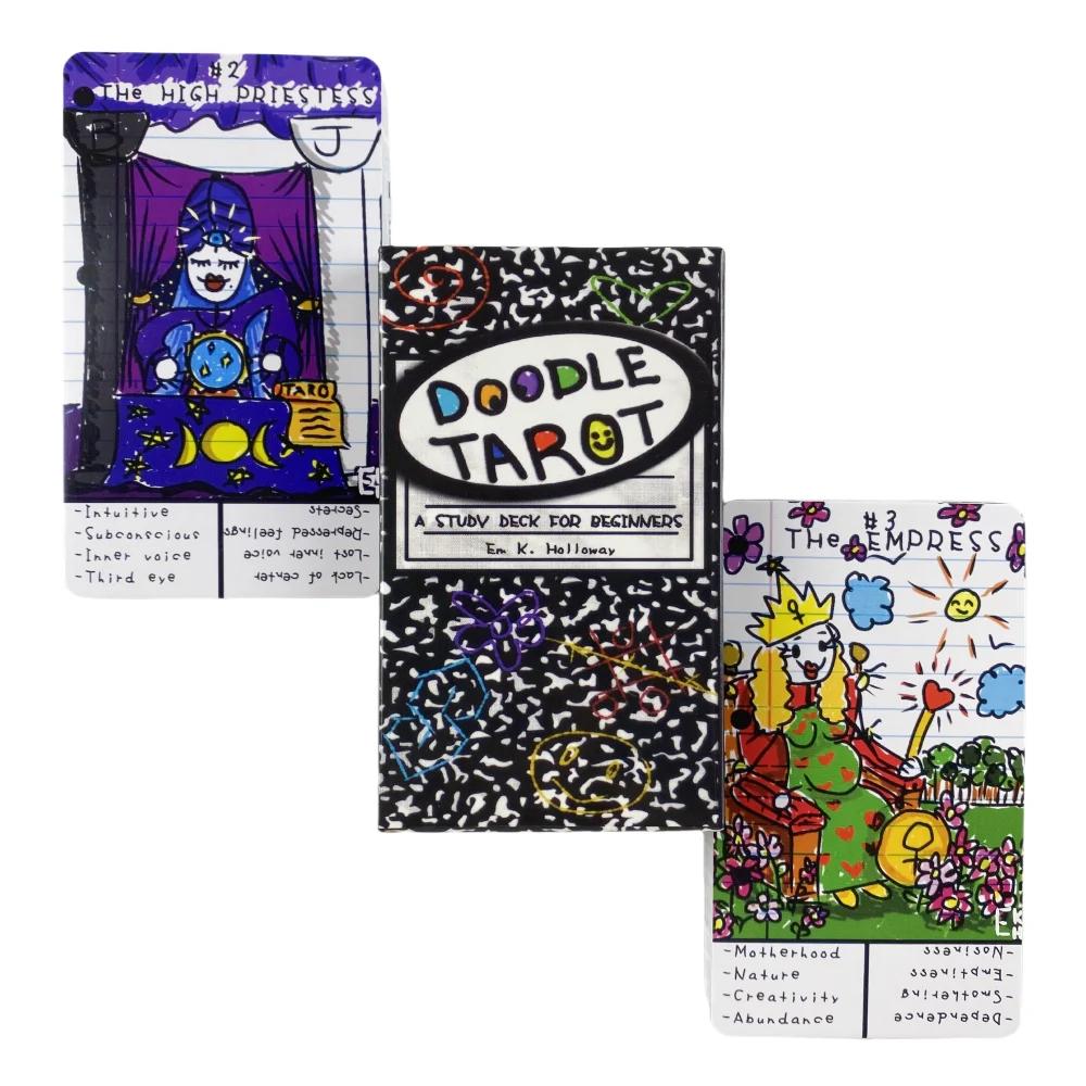 Doodle Tarot Cards A 78 Study Deck for Beginners Deck Oracle English Visions Divination Edition Borad Playing Games