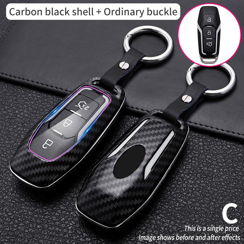 KIGQ3 New Carbon Fibre Car Key Cover Case For Ford Fusion Mondeo Mustang F-150 Explorer Edge 2015 2016 2017 2018 Car Accessories