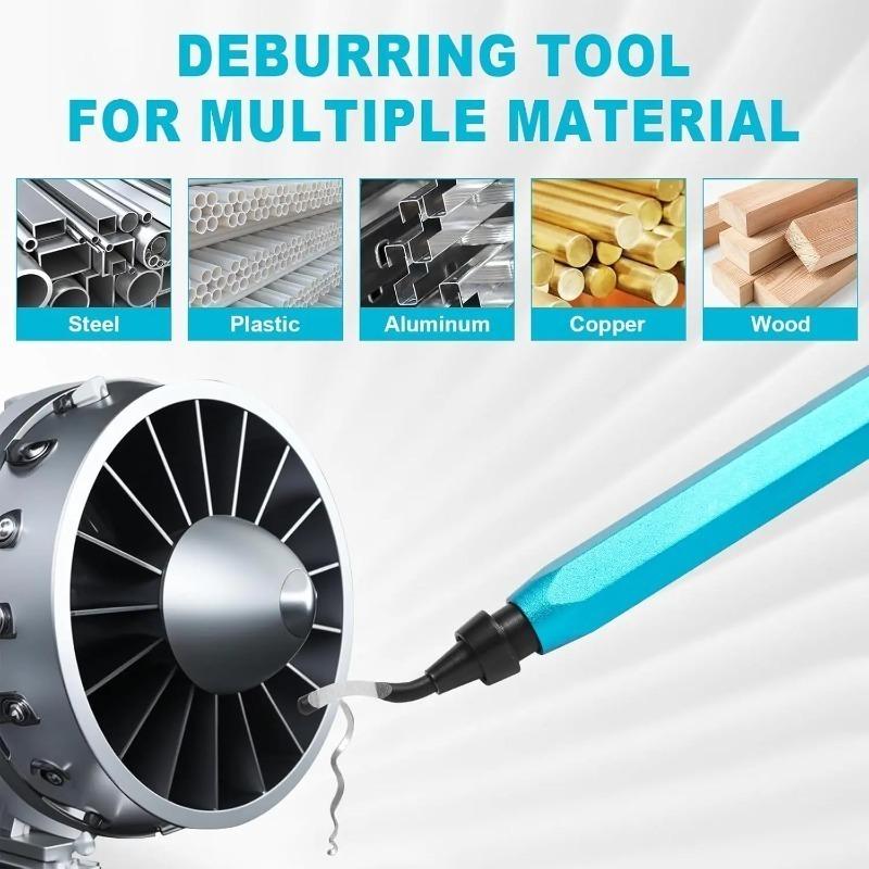Deburring Tools Set 10pcs Steel Swivel Blades Metal Handle Deburr Tool for Metal Resin PVC Pipes Copper Plastic Remove Burr