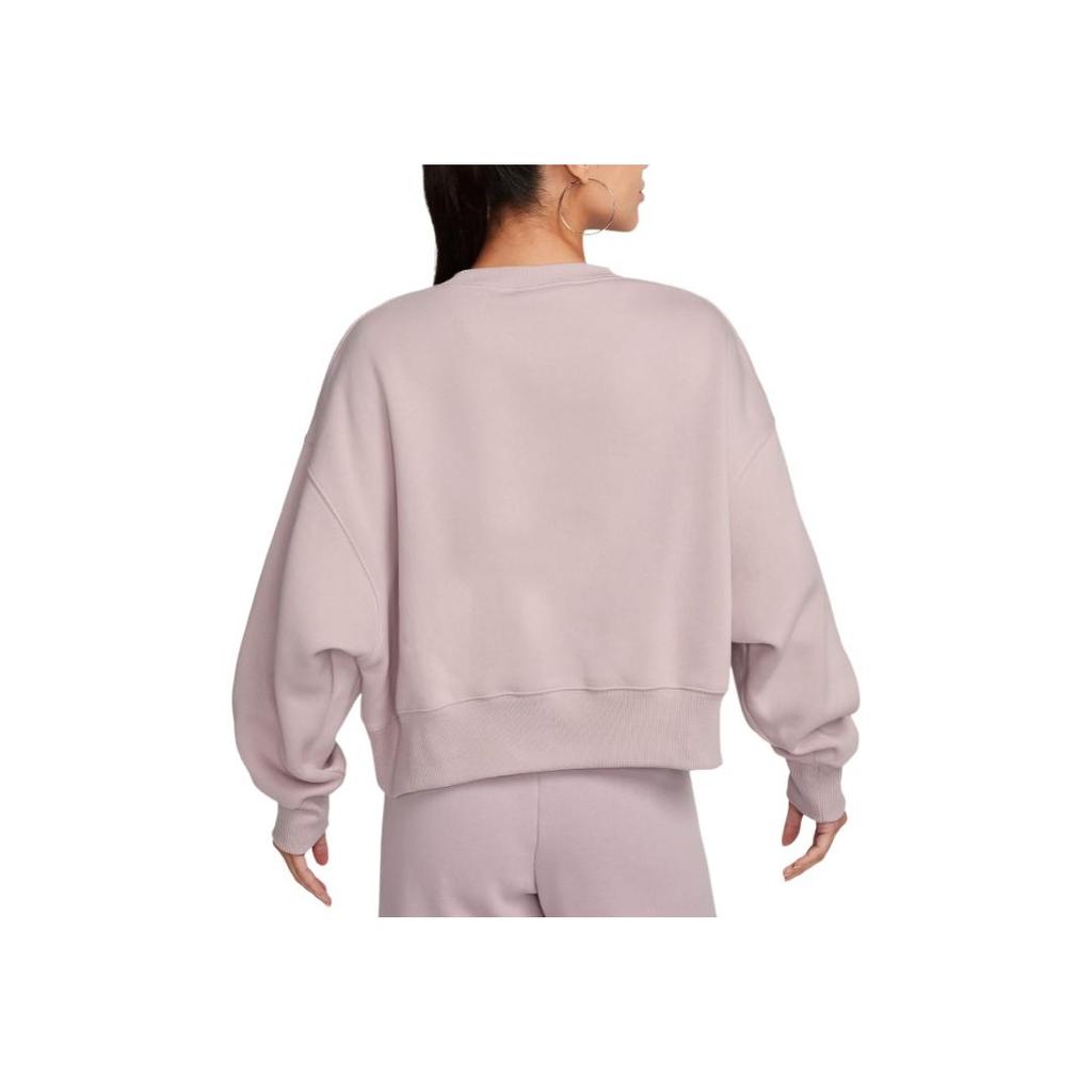 Nike Solid Logo Round Neck Long Sleeve Sweatshirt Women sweatshirt White Platinum Violet DQ5762-019