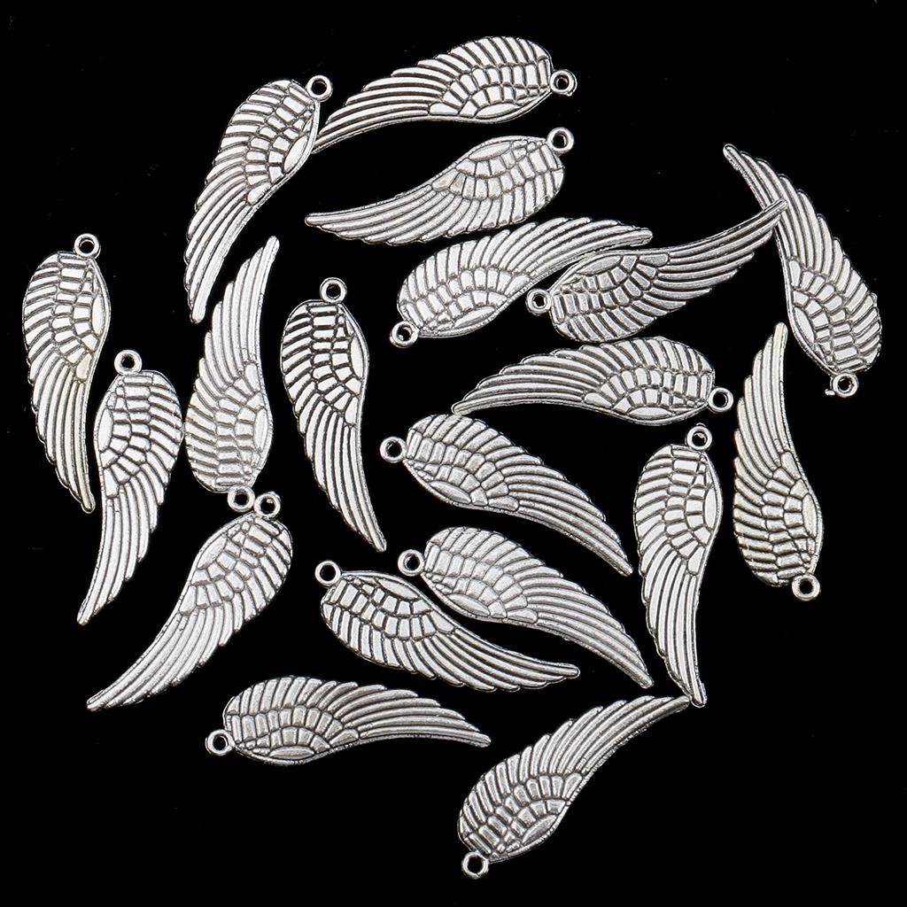 20 Pieces Tibetan angel Wing Charm Pendant Jewelry Making Accessories