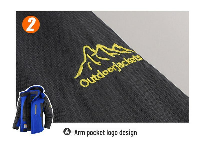 Wasserdichte Winddichte Herren-Outdoorjacke mit Plus-Samt-Futter, Dick gefüttert - Warmer Baumwollgepolsterter Mantel für Herbst und Winter