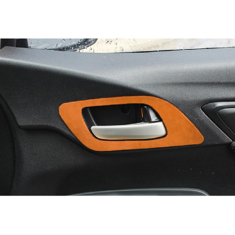 Inner Door Handle Decor Frame Cover 4* For Honda Fit/Jazz 2014- Orange Suede