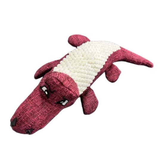 Squeaky Crocodile Dog Chew Toy Boredom Stress Relief Plush Crocodile Teething Toy Bite Resistant Stuffed Animal Plushie Pet Supplies