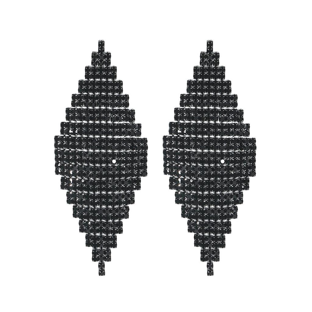 New Luxury Black Long Rhombus Earrings
