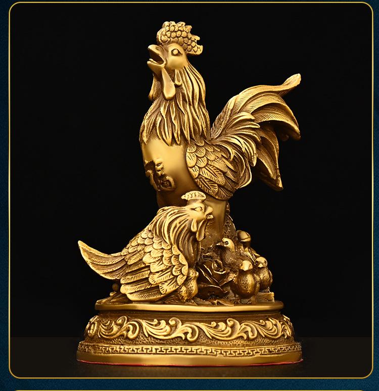 Pure Copper Twelve Zodiac Lucky Ornament, Auspicious Chicken For Family Happiness, Home Decoration, Living Room Tabletop