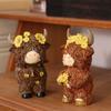 Cute Highland Cow Statue Resin Animal Sculpture Ornament Funny Cow Figurine  Garden