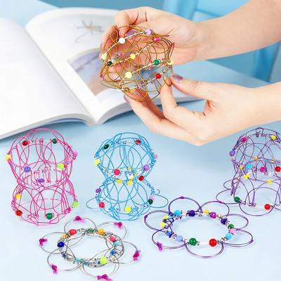 Magic Flow Ring Fidget Toy Magic Flower Basket Design Flexible Rotating Finger Toy Stress Relief Relaxing Creative Play Toy