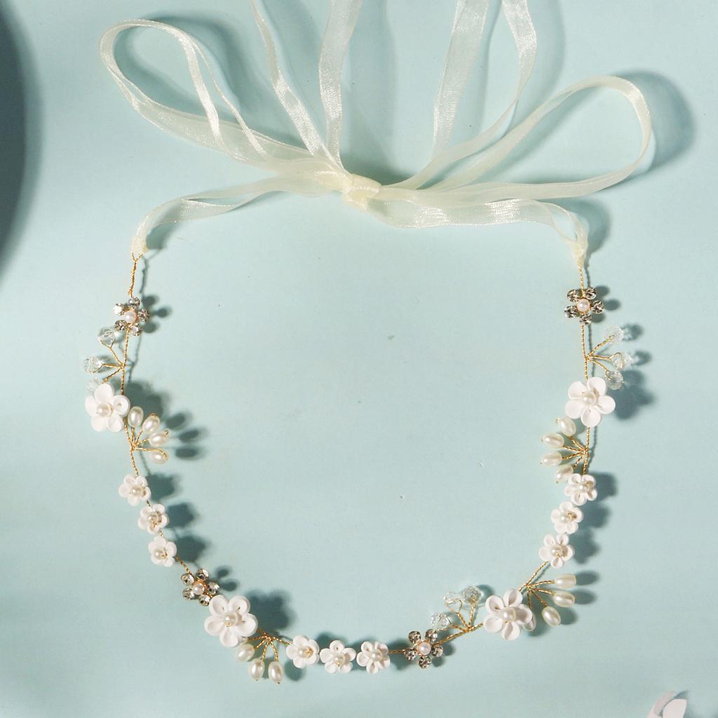 Lawn Wedding Round Garland Headband Luxurious Flash Pearls Hair Accessories for Women Hairstyle Making Tool