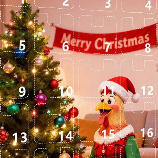 2025 Christmas Chick Advent Calendar 24-Day Countdown Box with Happy Chicken Ornaments Festive Tree Decorations for Kids