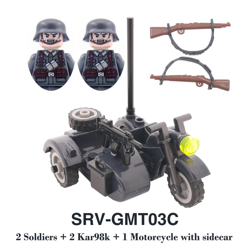 DIY WK2 Infanterie Sanitäter Soldat Motorrad Sowjetische US-Armee Militär Waffe Waffen Baustein Ziegel Kinder Kind Geschenke Spielzeug