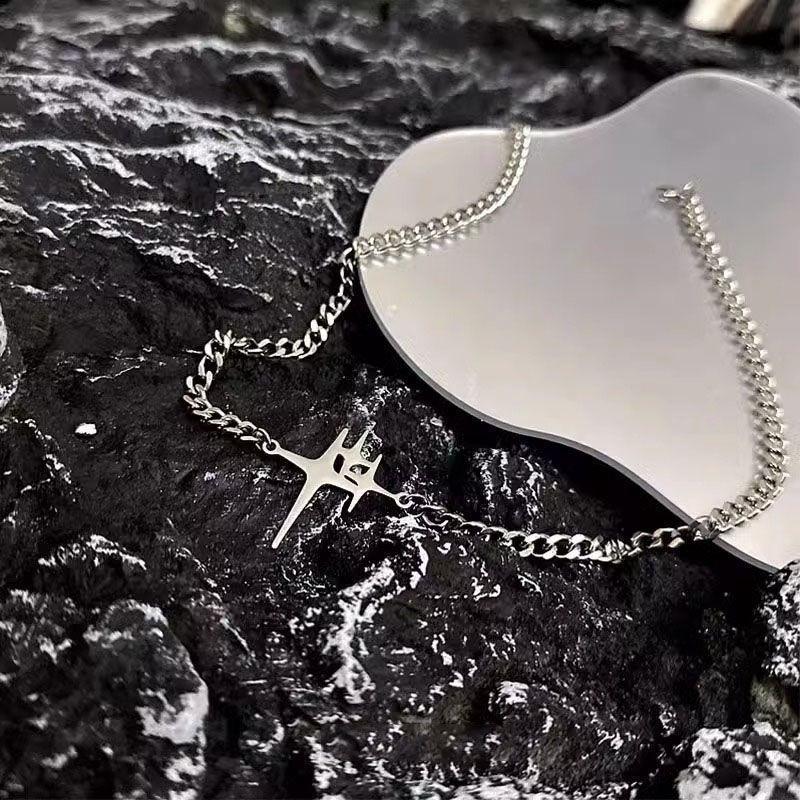 Starlight Titanium Steel Necklace - Male Cross Design for Hip-Hop Style, Unique and Fashionable Accessories That Suit Any Occasion