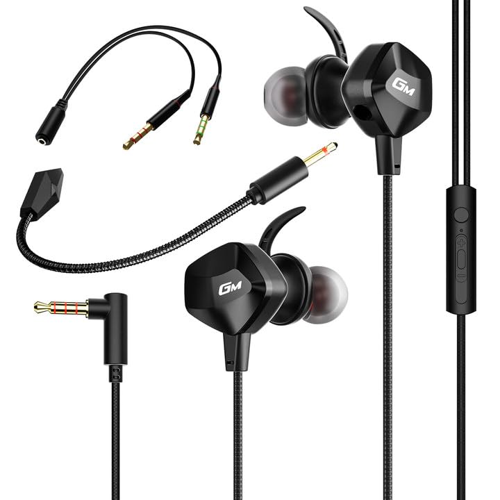ZeeWii Wired Gaming Earphones with Mic Mute Volume Deep Removable 10mm Zero Gaming Headphones for Function2, 3.5mm Jack, Control, Bass, Microphone,