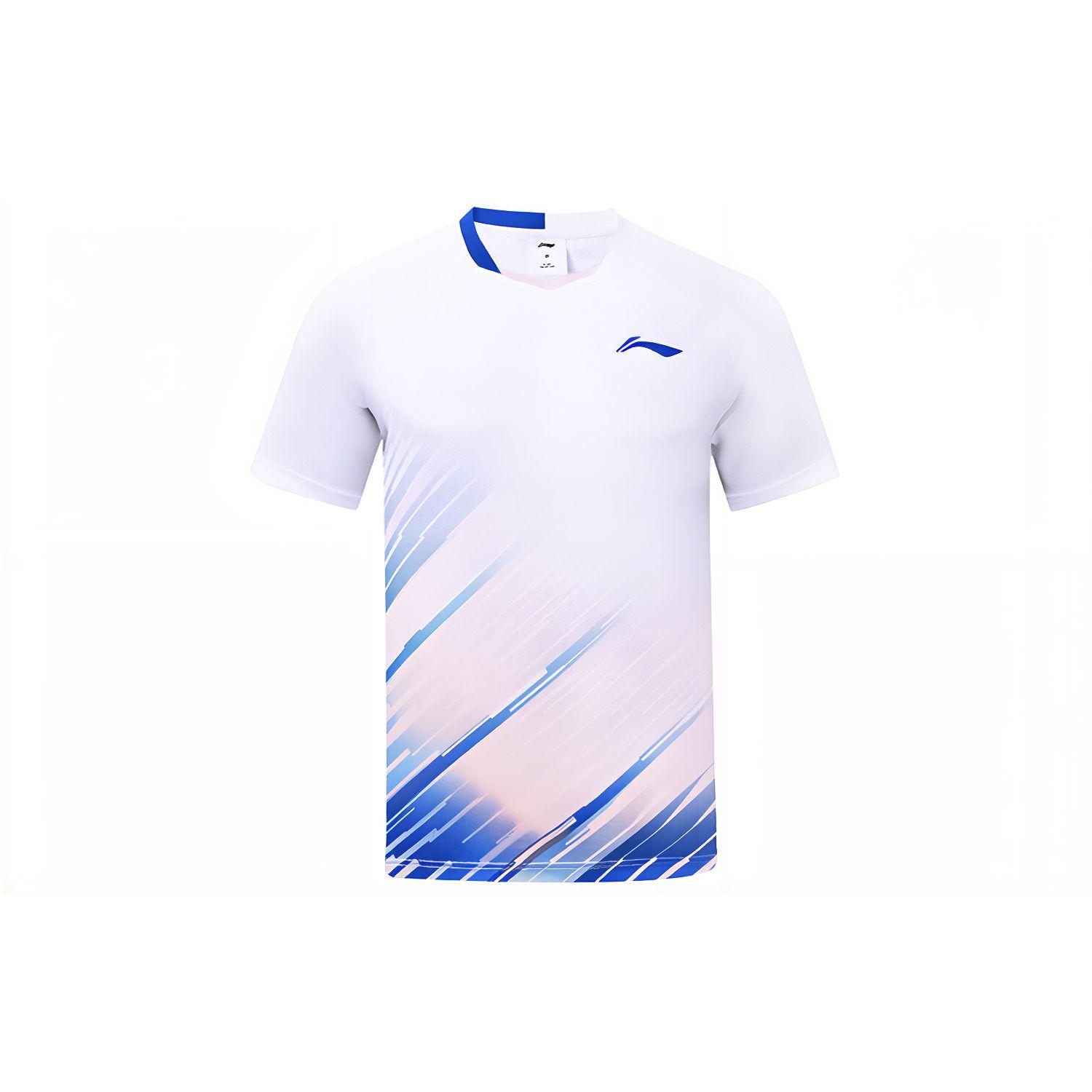 

Li Ning Badminton Series Sports Breathable Quick-Dry Competition Short Sleeve T Shirt Men Tops White AAYT601-1 XL