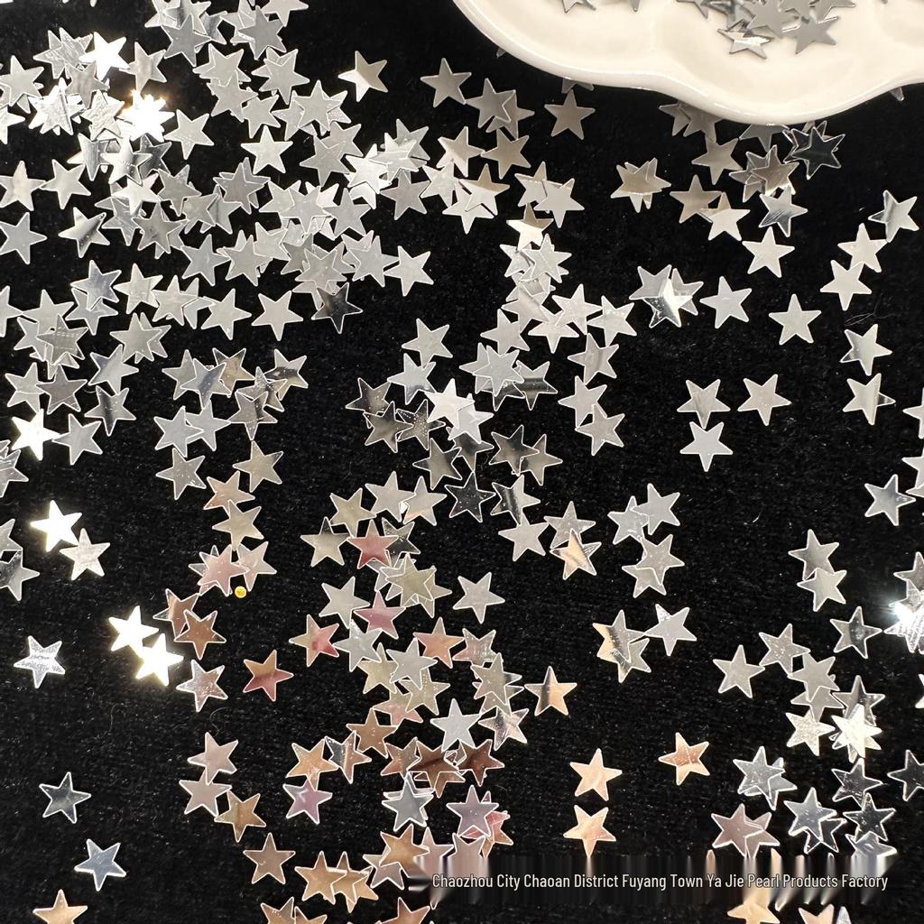 Silberne 7mm Unregelmäßige Pentagram-Pailletten, Ohne Loch - Perfekt für DIY-Bastelarbeiten, Dekorationen & TikTok-Projekte.