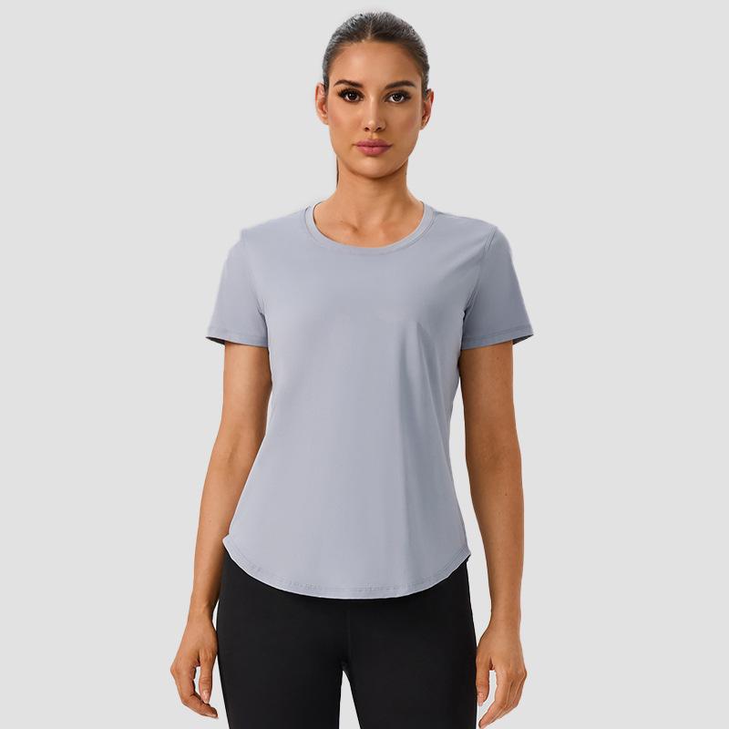 Dámské lehké krátkorukávé jógové triko - Prodyšné, rychleschnoucí, univerzální, přiléhavé sportovní oblečení pro trénink a fitness