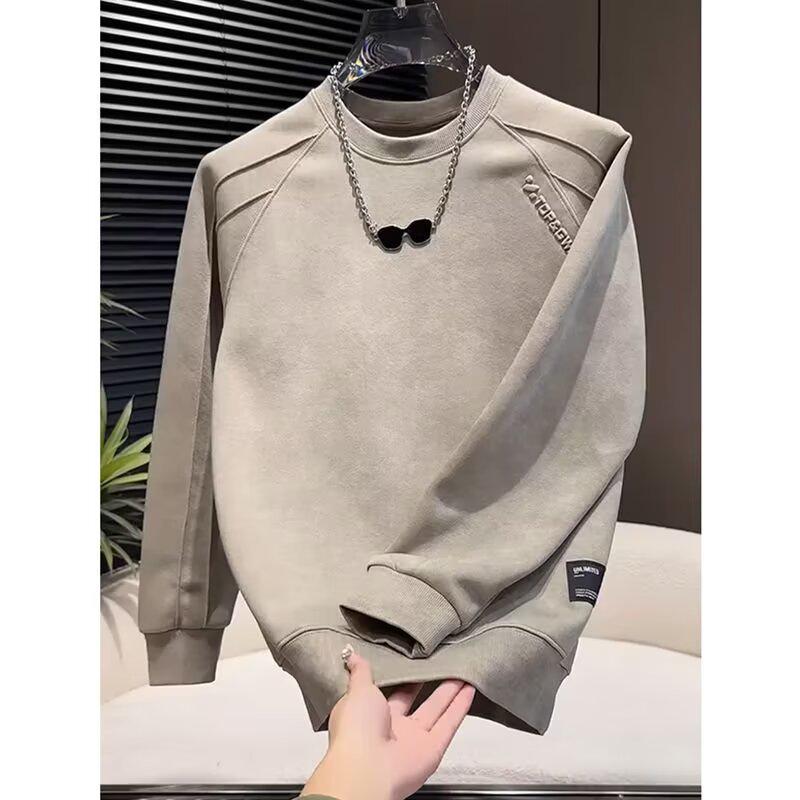 Men s 2025 Autumn Color Block Patchwork Hoodie - Trendy Round Neck, Long Sleeve, Versatile Design XL