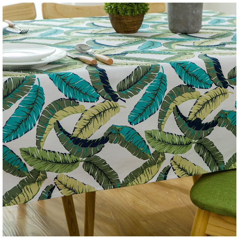 Cotton Thickened Reactive Printing Canvas Feather Leaf Coffee Table Tablecloth Table Cloth