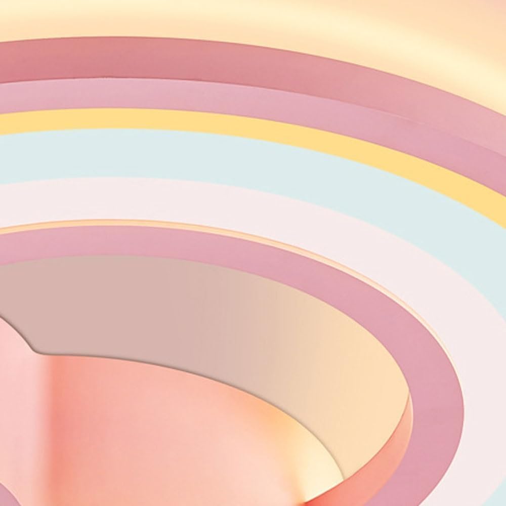 72W Kids Room Cloud Ceiling Light LED Dimmable Bedroom Flush Mount Ceiling Light Acrylic Shade Modern Cartoon Rainbow Pink Large Low Ceiling Lamp for
