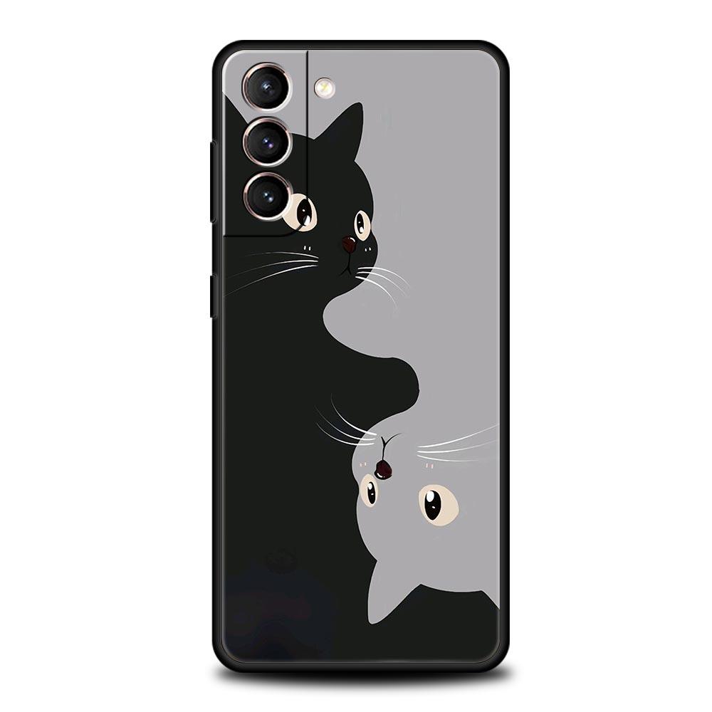 Cute Cat Phone Case For Samsung Galaxy S24 S23 S22 S20 Ultra S21 FE 5G S10 S9 Plus S10E S8 Soft Silicone Cover