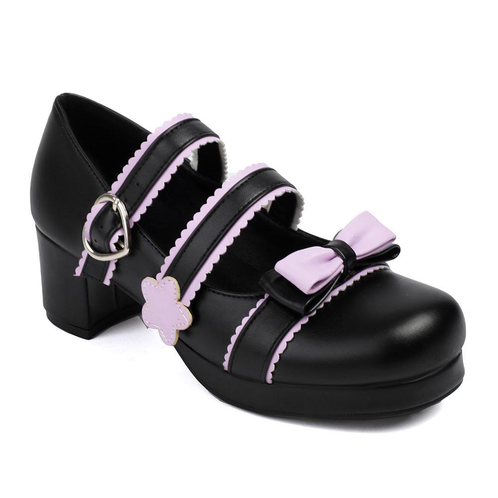 Size 34-48 Lolita Women Mary Jane Shoes Pumps Platform Chunky Heel Gothic Pumps With Bow Cute Uniform Dress Shoes For Women
