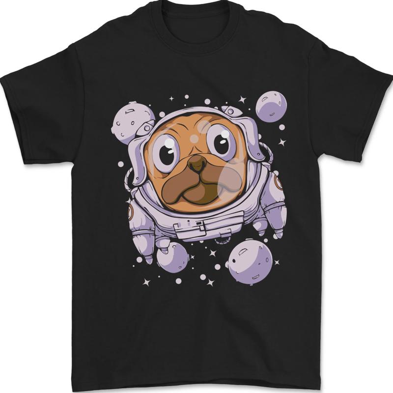 Pugonaut Astronaut Pug Fun Space Men s T-Shirt 100% Cotton - Men s Summer Cotton Graphic Tee S разноцветный