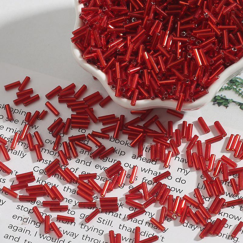 7mm Silver-Filled Glass Rice Tube Beads for DIY Jewelry, Necklace & Clothing Accessories