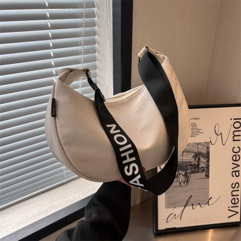 Solid Color Cloth Gyoza Bag Nylon Dumpling Bag Korean Ins Half Moon Crossbody Travel