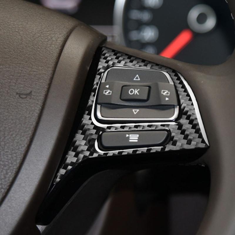 Carbon Fiber Car Accessories Driver Wheel Button Cover Sticker For VW Touareg 7P MK2 2011 2012 2013 2014 2015 2016 2017 2018