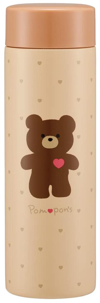 Skater Mug Bottle Bear 350ml Ultra Light Stainless Steel Water Bottle Pompon's STYL4-A