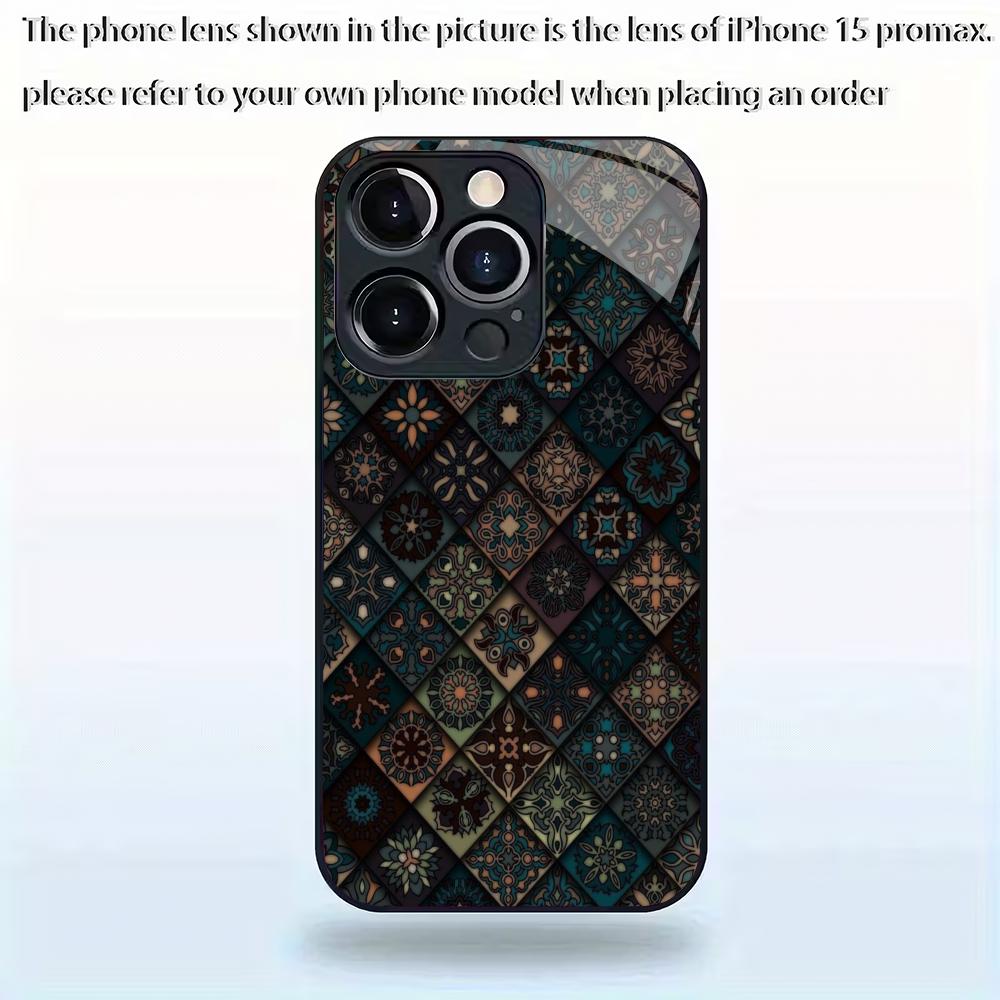 Retro Pattern Tempered Glass Mobile Phone Case Suitable for iPhone 17Promax Anti-fall 16 15 14 13 12 11Pro/ Max /Plus Shockproof