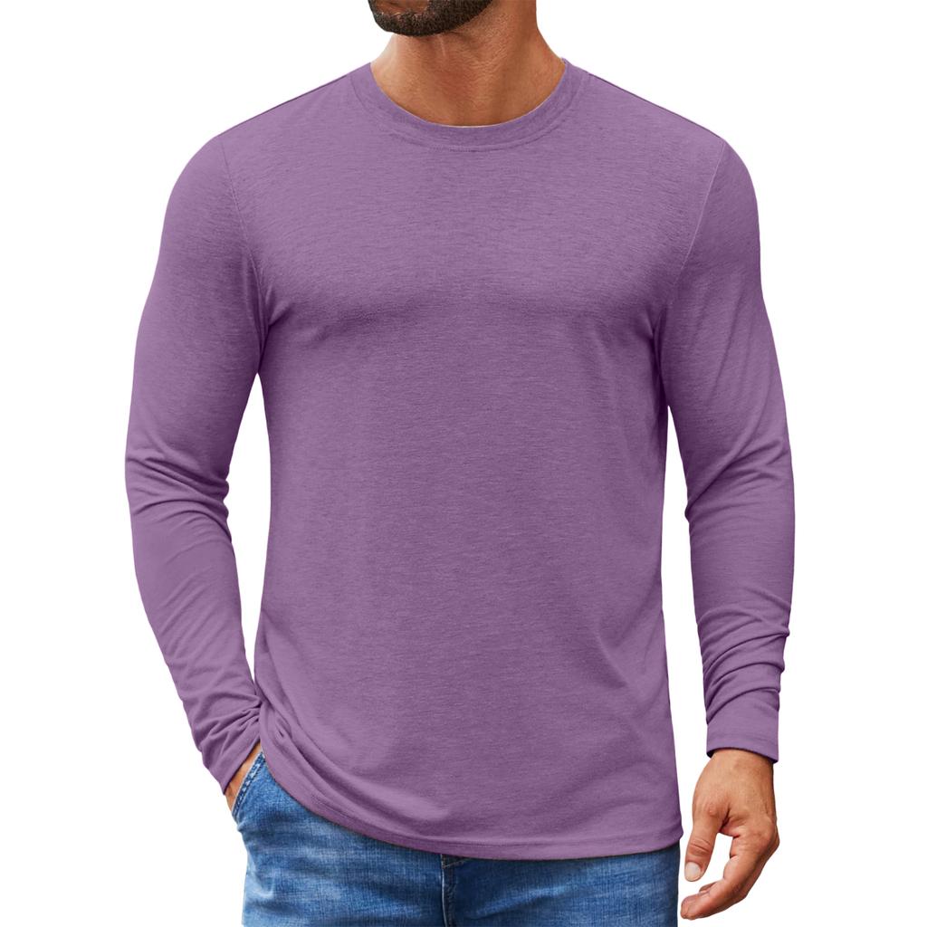 Men's Slim-Fit Casual  Neck Knit Long Sleeve Base Layer Top