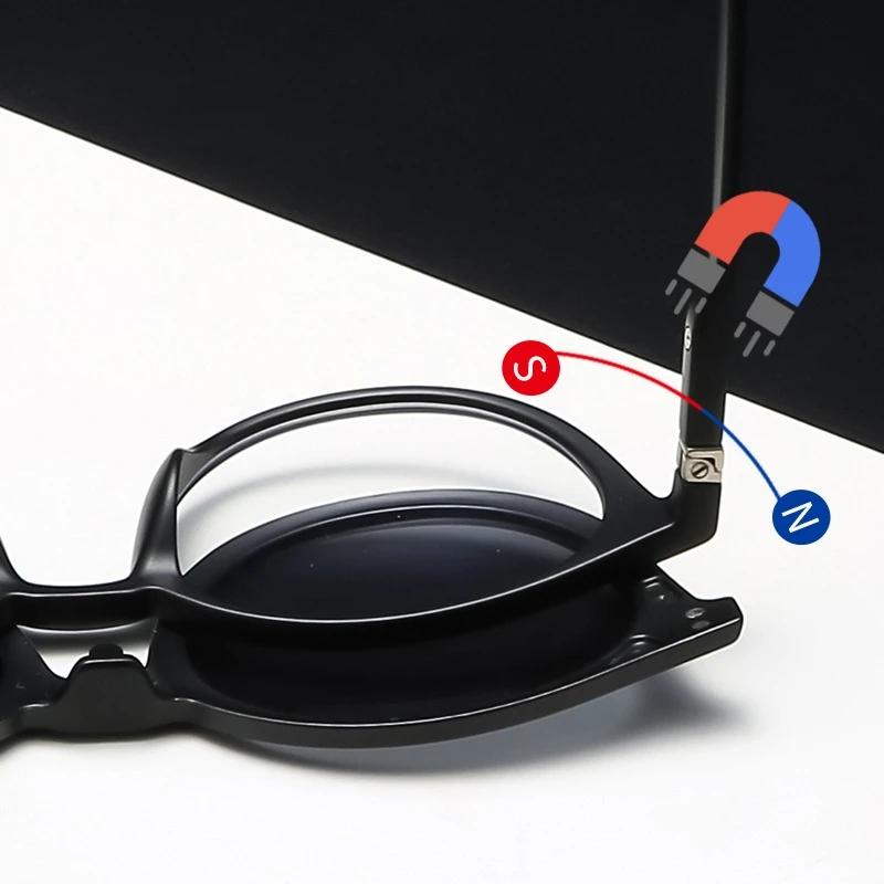 5 In 1 Magnet Sunglasses Women Polarized Clip On Glasses Men Round Prescription Optic Reading Glasses Driving Sun Glasses F