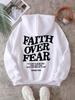 Casual Women's Hoodies Faith Over Fear Letter Printing Sweatshirts Fleece Warm Comfortable Pocket Pullovers Autumn Streetwear