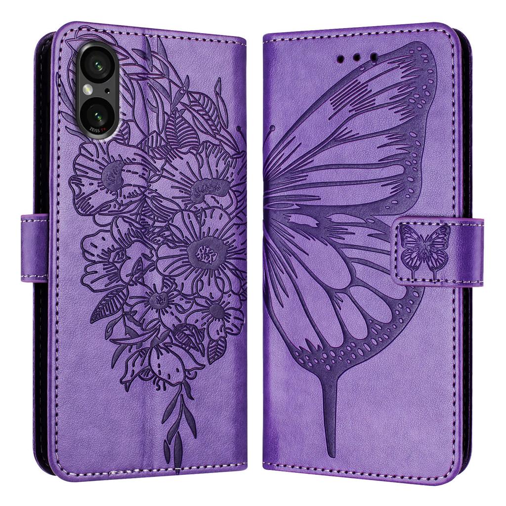 Butterfly Flowers PU Leather Case Kickstand Card Holder Slots TPU Shockproof Flip Cover For Sony Xperia 5 IV, 10 IV, 1 IV, 1 III , 5 III, 10 III, L4..